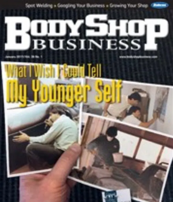 Body Shop Business magazine cover titled What I Wish I Could Tell My Younger Self